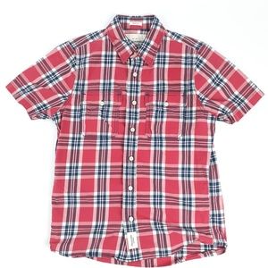 Vintage Abercrombie & Fitch Mens M Plaid Muscle Button Down Shirt Short Sleeve